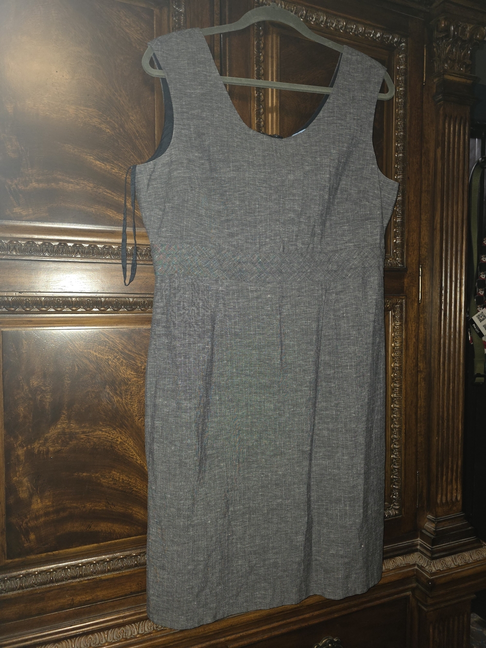 ANTONIO MELANI Gray Sleeveless Sheath Midi Dress